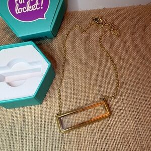 Gold Rectangle Bar Locket Necklace